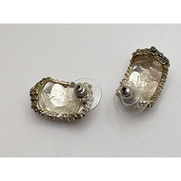 Vintage Rhinestone Stud Earrings with Silver Tone Setting Sparkly - Picture 4 of 6